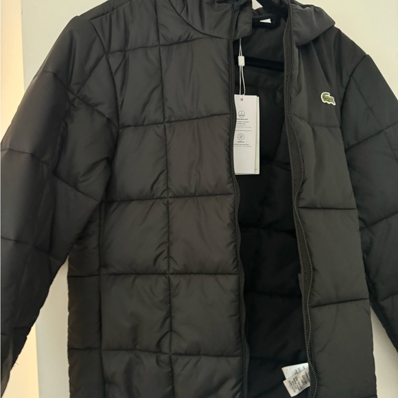 Lacoste Men's Black Puffer Jacket Quilted Hood Size S New With Tags - Picture 13 of 14